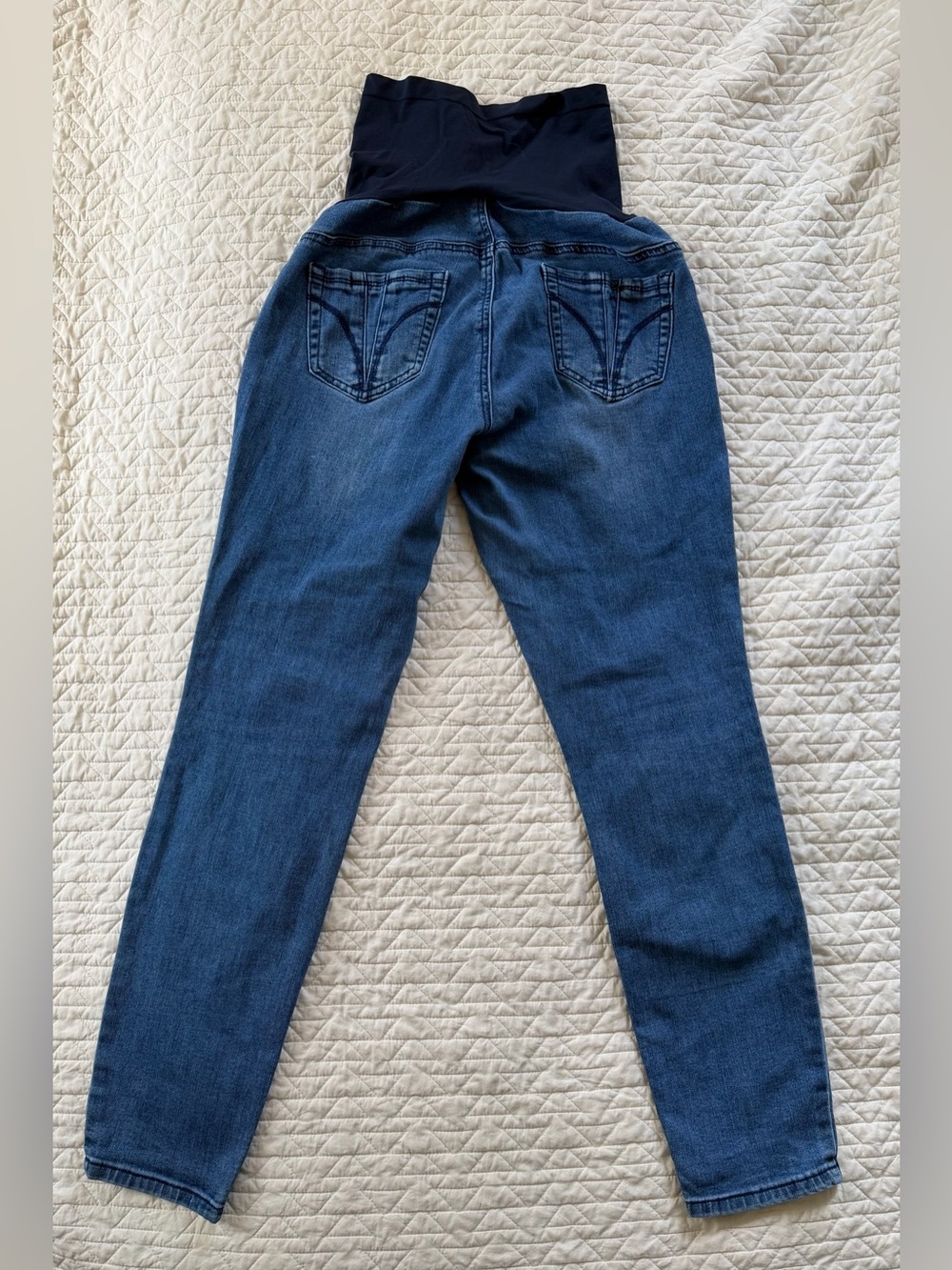 IndigoBlue Dark Blue Maternity Skinny Jeans with Black Panel